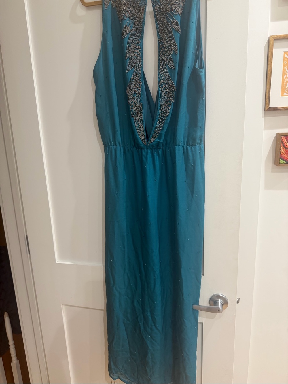 Haute Hippie Women’s 100% Silk Teal Beaded Dress 10, $695 MSRP